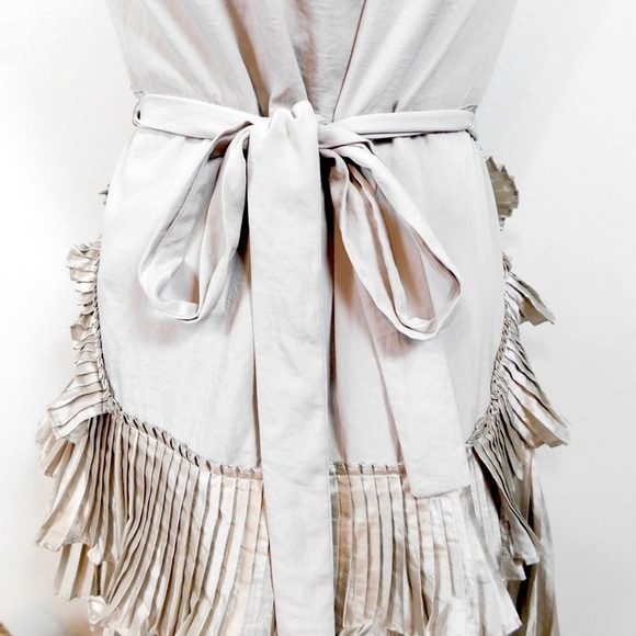 GAP Vintage Sleeveless Mini Dress in Grey/Taupe with Champagne Ruffles Size XS - Picture 6 of 10